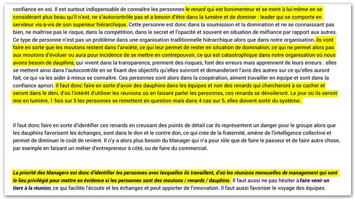 Compte rendu de réunion de managers du groupe Hervé. (Cellule investigation Radio France)