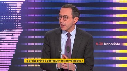 Bruno Retailleau, président du groupe Les Républicains au Sénat, invité du 8h30 franceinfo, mercredi 23 février 2022. (FRANCEINFO)