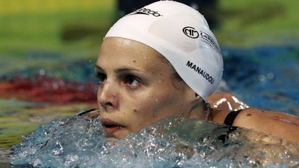 Laure Manaudou a sign&eacute; son meilleur chrono depuis juin 2011 et s'est qualifi&eacute;e pour les JO de Londres,&nbsp;le 20 mars 2012, &agrave; Dunkerque (Nord).&nbsp; (PASCAL ROSSIGNOL / REUTERS)