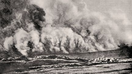 Attaque au gaz toxique lors de la bataille de Verdun (Meuse), en 1916. (BERLINER VERLAG / ARCHIV / AFP)