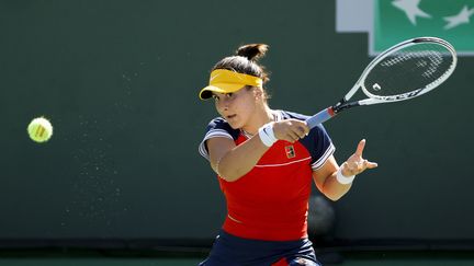 La Canadienne Bianca Andreescu&nbsp;s'est inclinée au troisième tour face à l'Estonienne&nbsp;Anett Kontaveit; le 11 octobre 2021 à Indian Wells, Californie. (TIM NWACHUKWU / GETTY IMAGES NORTH AMERICA / AFP)