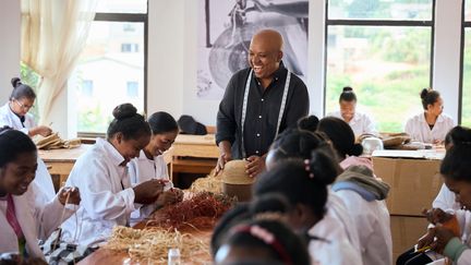 Liva Ramanandraibe, the creator of Ibeliv, in his workshop in Madagascar. (JOHN LANDER)