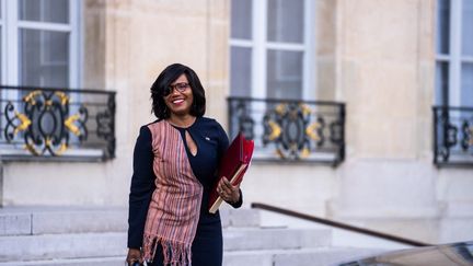 La ministre Elisabeth Moreno, le 9 mars 2022 à Paris. (XOSE BOUZAS / HANS LUCAS / AFP)