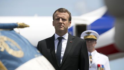 Emmanuel Macron, à Cayenne (Guyane),&nbsp;le 26 octobre 2017. (RONAN LIETAR / AFP)