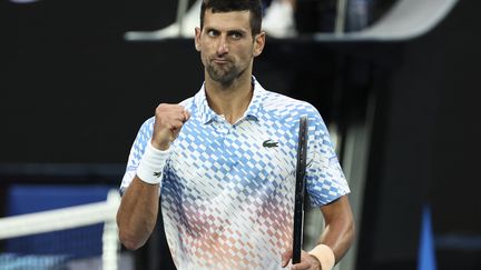 Novak Djokovic lors de la finale de l'Open d'Australie, le 29 janvier 2023. (DAVID GRAY / AFP)