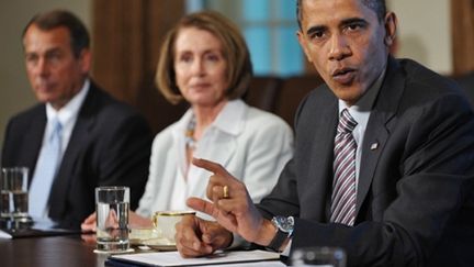 Barack Obama lors d'une rencontre avec le leader républicain à la Chambre des représentants, John Boehner (AFP - Mandel NGAN)