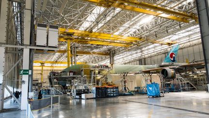 Usine d'assemblage final de l'Airbus A380 à Toulouse-Blagnac (ici en 2013).
 (LANCELOT FREDERIC/SIPA)