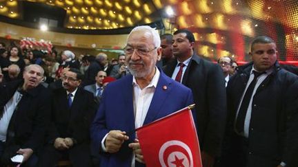 Le leader d'Ennahda, Rached Ghannoucchi, lors d'un rassemblement marquant le 70e anniversaire du syndicat UGTT à Tunis, le 20 janvier 2016.  (REUTERS - Zoubeir Souissi)