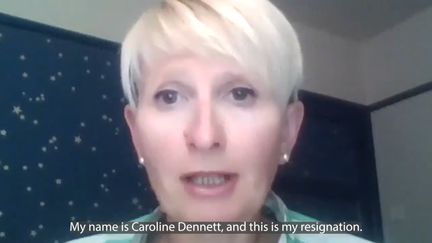 Vidéo postée par Caroline Dennett sur son&nbsp;compte LinkedIn où elle explique les raisons de sa démission. (CAPTURE D'ÉCRAN)