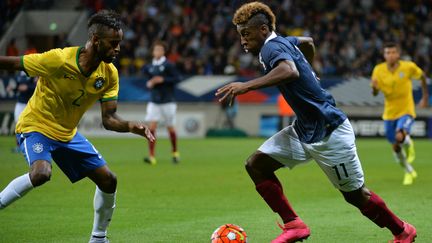 Kingsley Coman face au Brésilien Maicon  (JEAN-FRANCOIS MONIER / AFP)