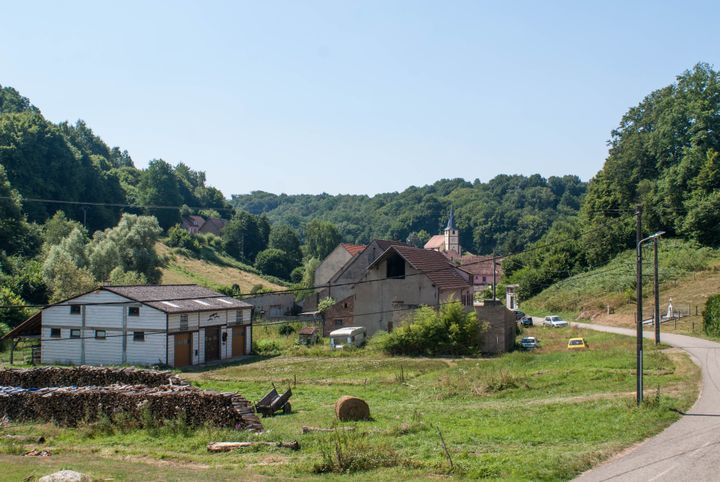 C'est dans ce hangar (à gauche) de Lengelsheim que plus de 300 néonazis ont débarqué un samedi de février 2017.&nbsp; (SIMON GOURMELLET / FRANCEINFO)