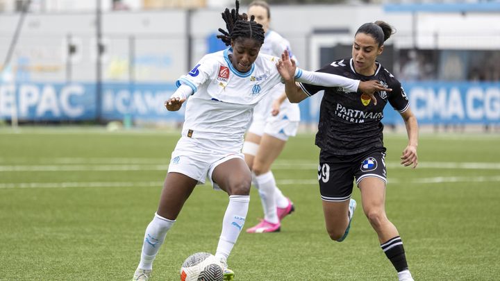 Des joueurs de l'Olympique de Marseille et d'Orléans lors d'un match de D2, le 30 mars 2024. (MAXPPP)