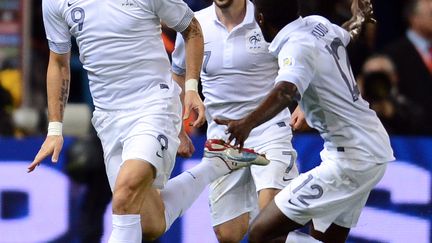 L'exultation des Bleus après l'égalisation de Giroud contre l'Espagne en octobre 2012. (FRANCK FIFE / AFP)