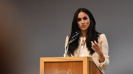 L'actrice Meghan Markle, duchesse de Sussex, s'exprime lors de la visite d'une école dans l'Essex (Royaume-Uni), le 6 mars 2020.&nbsp; (AFP)