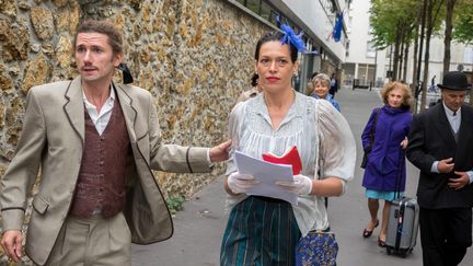 Mise en scène autour&nbsp;de la personnalite d'Alice Guy&nbsp;lors de la troisième édition des journées du Matrimoine organisée par l'association&nbsp;HF Ile de France, le 8 septembre 2017, à Paris. (MAXPPP)