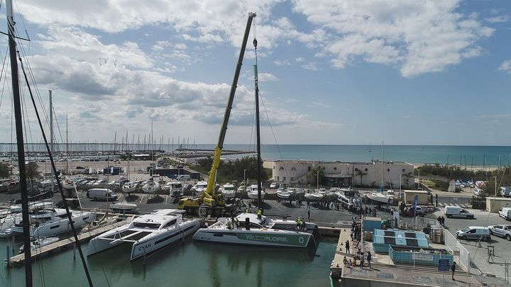 La mise à l'eau du catamaran le 5 mai à la Grande-Motte.&nbsp; (BEN BIREAU / PURAVIDA IMAGES)