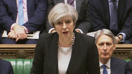 La Première ministre britannique Theresa May s'exprime devant les députés, à Londres, jeudi 23 mars 2017. (? HANDOUT . / REUTERS / X80001)