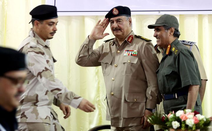 Khalifa Haftar, homme fort du gouvernement de l'Est libyen, le 14 octobre 2017 à Benghazi (REUTERS/Esam Omran Al-Fetori)