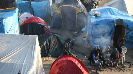 Des migrants près de leurs tentes dans la "jungle" de Calais, le 25 octobre 2016.&nbsp; (NEIL HALL / REUTERS)