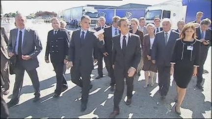 Nicolas Sarkozy en visite dans une entreprise de transport routier près de Saint-Etienne (France2)