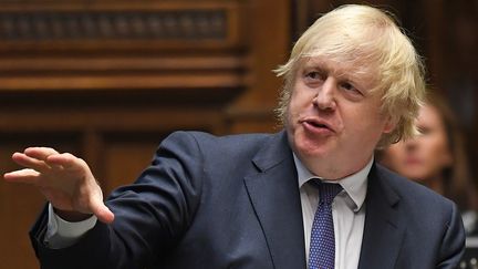 Le Premier ministre britannique, Boris Johnson, le 1er juillet 2020 à la Chambre des communes, à Londres. (JESSICA TAYLOR / AFP)