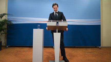 Le Premier ministre démissionnaire Mark Rutte, le 15 janvier 2021, à La Haye, aux Pays-Bas. (BART MAAT / ANP MAG / AFP)