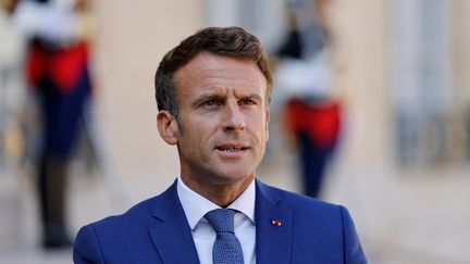 Emmanuel Macron, le 29 août 2022, au palais de l'Elysée, à Paris. (LUDOVIC MARIN / AFP)