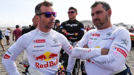 Sébastien Loeb et son copilote Daniel Elena, le 9 janvier 2018, lors de la quatrième étape du Dakar au Pérou. (ERIC VARGIOLU / E.V.A. / AFP)