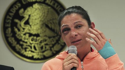 La sprinteuse mexicaine Ana Gabriela Guevara, ancienne championne du monde et championne olympique, lors d'une conférence de presse au Sénat, le 13 décembre 2016, à Mexico. (MARCO UGARTE/AP/SIPA / AP)