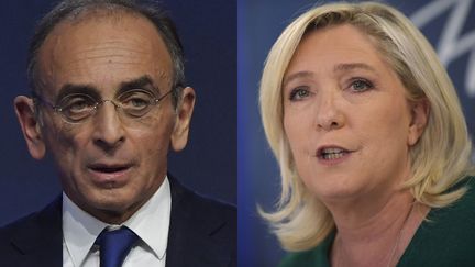 Eric Zemmour et Marine Le Pen. (JULIEN DE ROSA / AFP)