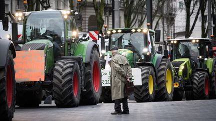 Des agriculteurs manifestent à Nantes (Loire-Atlantique), le 25 janvier 2024. (LOIC VENANCE / AFP)