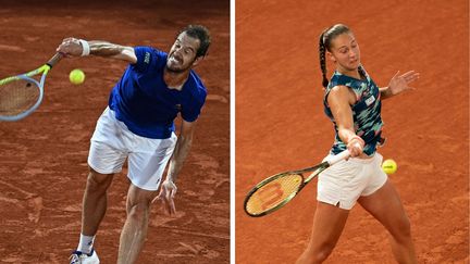 Richard Gasquet et Diane Parry lors du premier tour de Roland-Garros, le 23 mai 2022. (AFP)