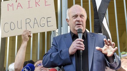 Daniel Cueff, le maire de Langouët (Ille-et-Vilaine), à son arrivée au tribunal administratif de Rennes, le 22 août 2019. (SEBASTIEN SALOM-GOMIS / AFP)