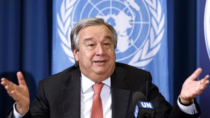 Antonio Guterres, ancien&nbsp;Haut commissaire aux réfugiés, le 5 ocotbre 2016 à Genève (Suisse). (MAXPPP)