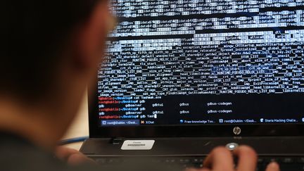 Un &eacute;tudiant en informatique participe au Steria Hacking Challenge &agrave; Meudon (Hauts-de-Seine), le 16 mars 2013. (THOMAS SAMSON / AFP)