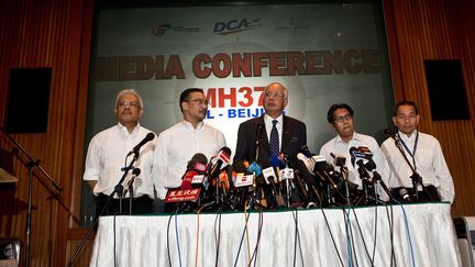 Le Premier ministre malaisien lors d'une conf&eacute;rence de presse &agrave; Kuala Lumpur, le 15 mars 2014. (MANAN VATSYAYANA / AFP)