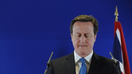 Le Premier ministre britannique, David Cameron, donne un discours &agrave; Bruxelles (Belgique), le 2 mars 2012. (JEAN-CHRISTOPHE VERHAEGEN / AFP)