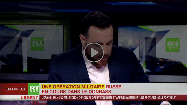 Capture d’écran du compte Facebook de RT France le jour de l’invasion de l’Ukraine annonçant une “opération militaire russe” (DR)