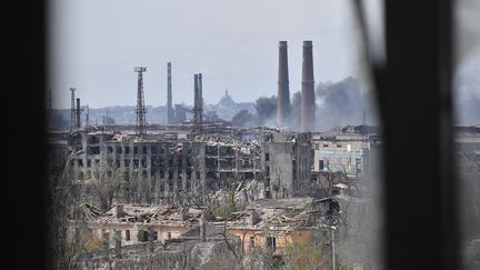 Le site&nbsp;d'Azovstal à Marioupol, le 3 mai 2022. (ALEXEY KUDENKO / SPUTNIK / AFP)