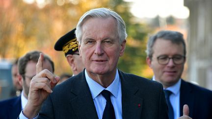 Le Premier ministre, Michel Barnier, le 29 novembre 2024, à Limoges (Haute-Vienne). (PASCAL LACHENAUD / AFP)