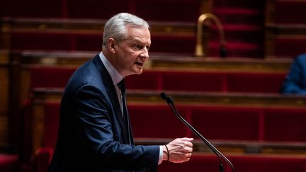 Bruno Le Maire, le ministre de l'Economie, à l'Assemblée nationale, à Paris, le 29 avril 2024. (ANDREA SAVORANI NERI / NURPHOTO / AFP)