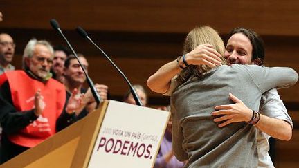 Pablo Iglesias, le leader de la formation Podemos, lors d'un meeting à Valladolid, le 16 décembre 2015. (AFP)