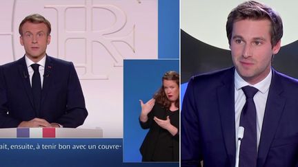 Pour certains observateurs de la vie politique, l'allocution du Président de la République ressemblait plus à un programme de campagne. Hugo Capelli, journaliste au service politique de France Télévisions, donne son avis sur le sujet. (CAPTURE ECRAN / FRANCEINFO)