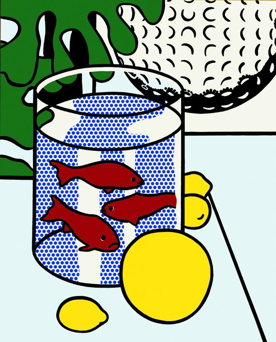 "Still Life with Goldfish"&nbsp;[Nature morte aux poissons rouges], 1972.&nbsp;Huile et Magna sur toile,&nbsp;132,1 x 106,7 cm.&nbsp;Collection particuli&egrave;re. (ESTATE OF ROY LICHTENSTEIN NEW YORK / ADAGP, PARIS, 2)