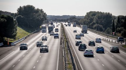 L'autoroute A9 dans le sud de la France à hauteur de Fabregues (Hérault), le 17 février 2021. (BENJAMIN POLGE / HANS LUCAS / AFP)