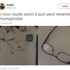 Basile Rabouille a posté une photo de son T-shirt ensanglanté et de ses lunettes cassées après une agression&nbsp;dans la nuit du 20 au 21 juin 2017, sur la place de l'Hôtel de ville, à Paris.&nbsp; (CAPTURE ECRAN TWITTER)