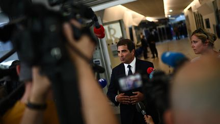 Le président du parti Les Républicains, Christian Jacob, au lendemain du premier tour des élections législatives, le 13 juin 2022 à Paris. (CHRISTOPHE ARCHAMBAULT / AFP)