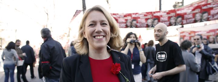 La conseillère de Paris de La France insoumise, Danielle Simonnet, le 16 mars 2014 à Paris. (THOMAS SAMSON / AFP)