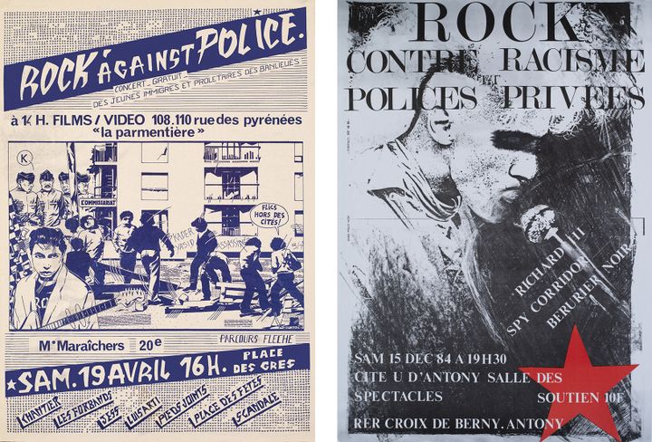 Deux affiches de Rock Against Police.
 (Musée national de l&#039;Histoire de l&#039;Immigration)