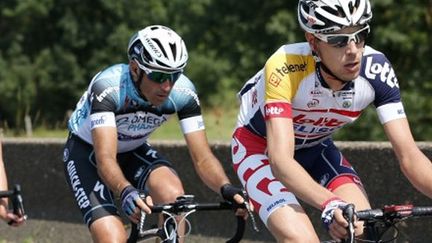 Jérôme Pineau (Omega Pharma) derrière le Belge Bart De Clercq